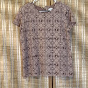 J Jill Womens S Tan Lace Top Office Business Casual Boho‎ Lagenlook Minimalist